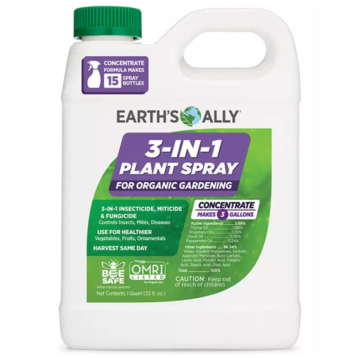 Earth's Ally® 3-in-1 Plant Spray, Concentrate, 32 Oz