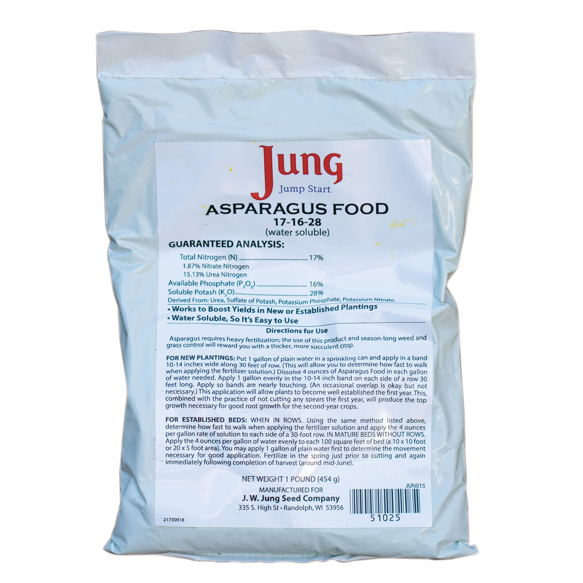 Jung Jump-Start Asparagus Food 17-16-28, 1 Lb.