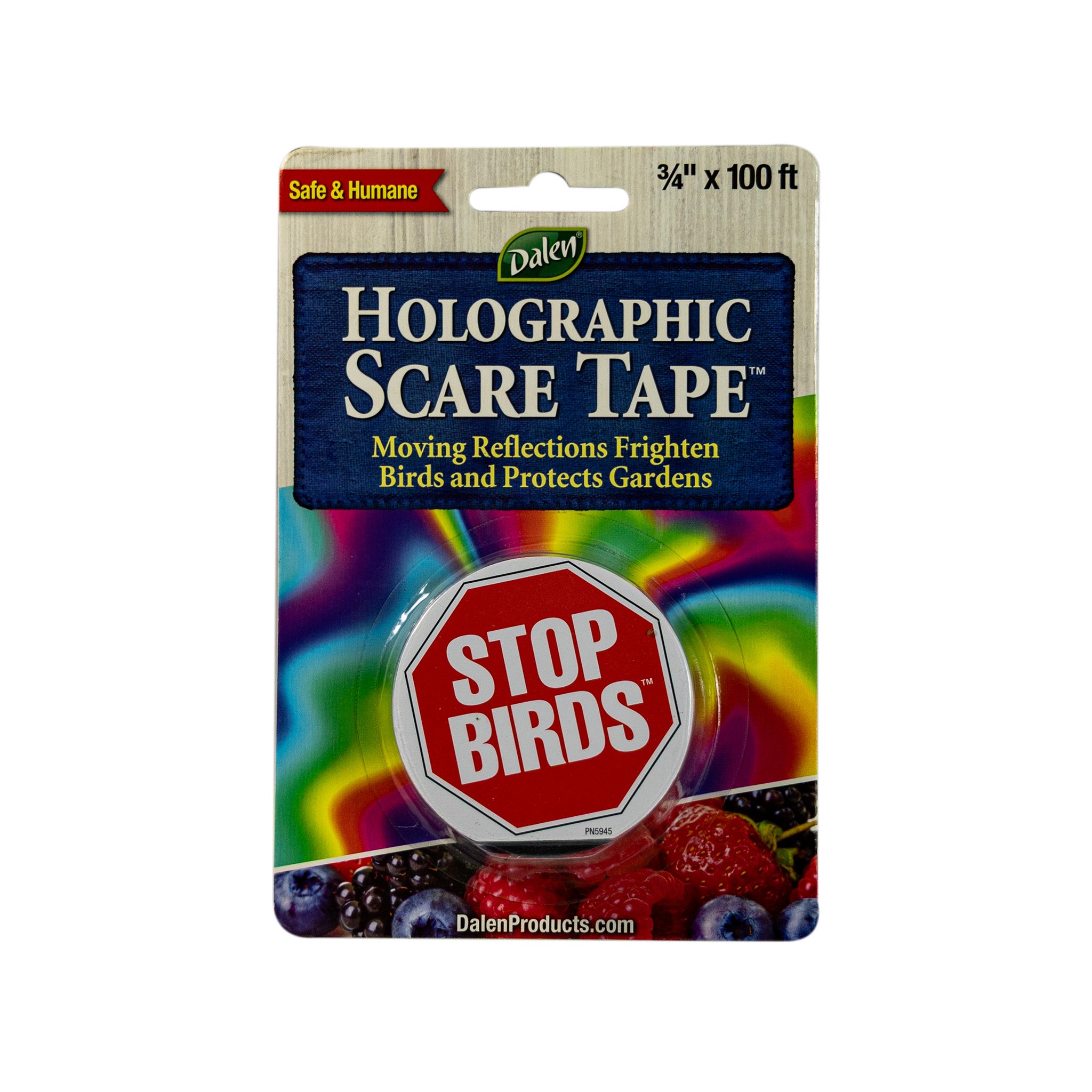 Dalen® Holographic Scare Tape™ for Birds, 3/4 Inch W x 100 Ft L Roll