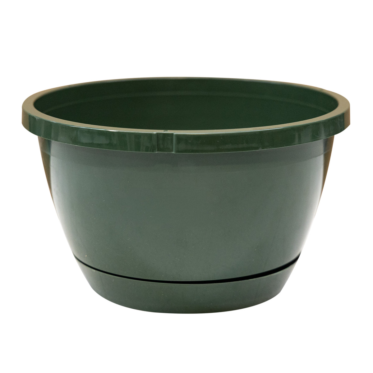 Hanging Basket, Plastic Hanger, Green with Saucer, 10 Inch