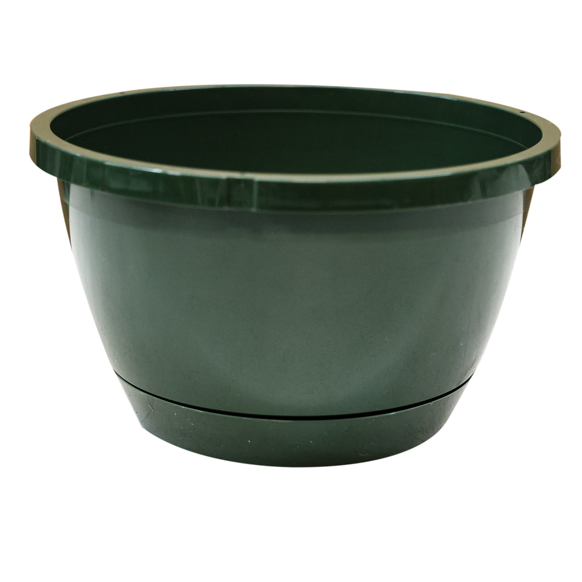 Hanging Basket, Green with Saucer, 10 Inch